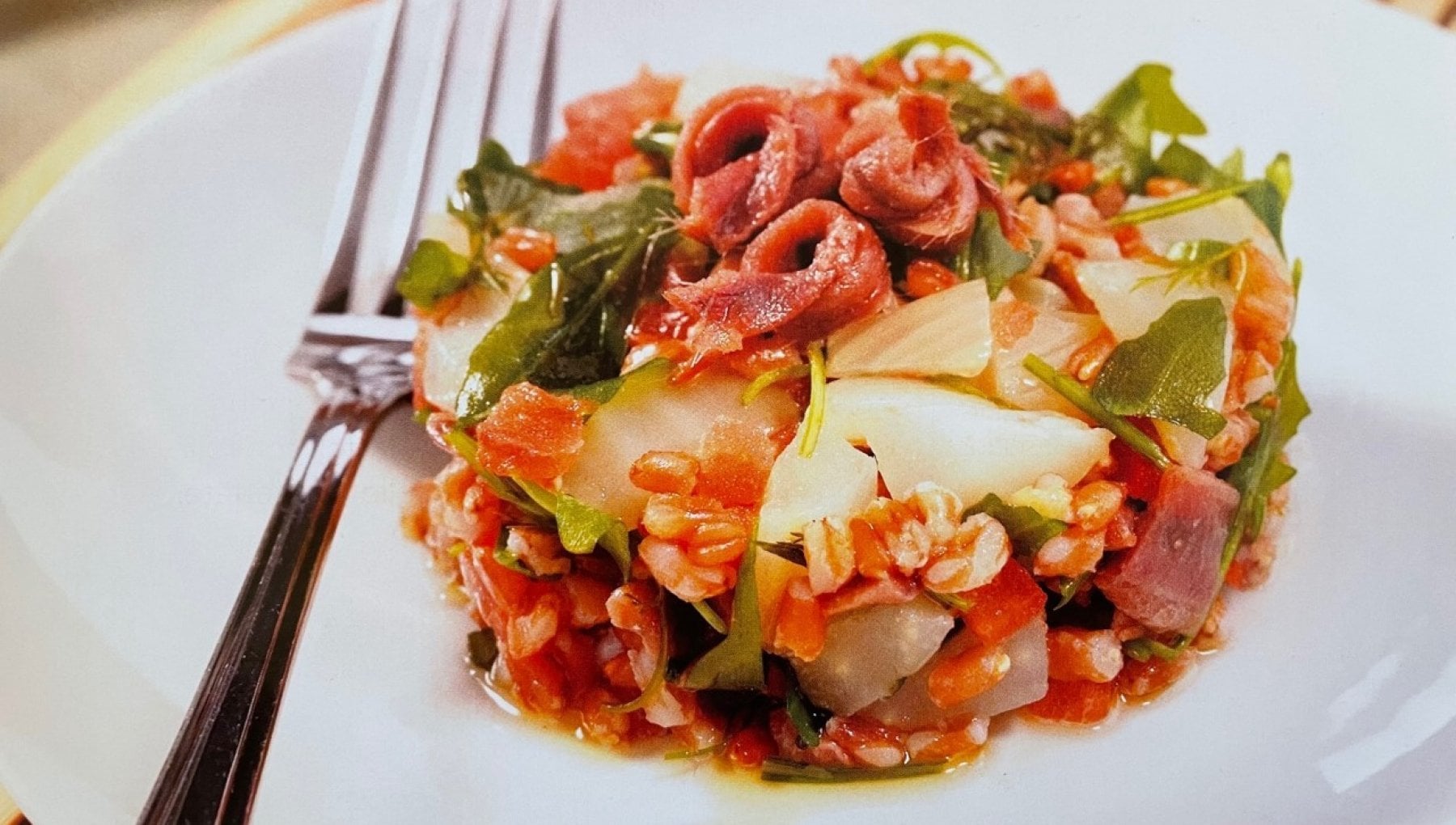 Insalata di farro, finocchi e alici